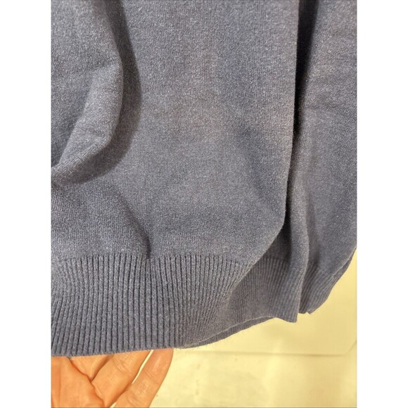 Hawker Rye Mens Navy Cotton Cashmere Blend Sweater Size Large 1/4 Zip Mock Neck - Picture 7 of 8